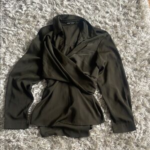 Women's Olive Wrap Top